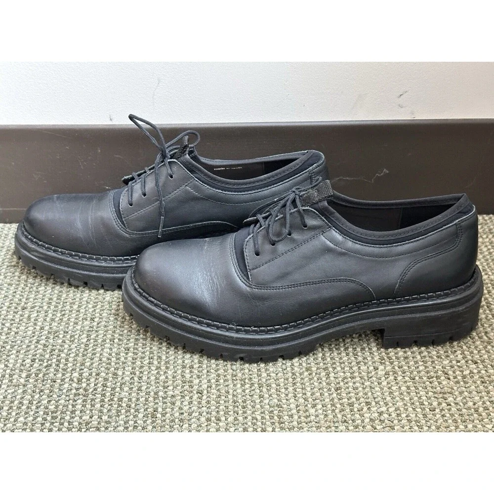 Shelly's London, Black Oxford Leather‎ Shoes, Unisex Men's 7/Women's 8.5